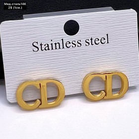 Сережки мед.сталь14К 10648 ( 1 см.) 